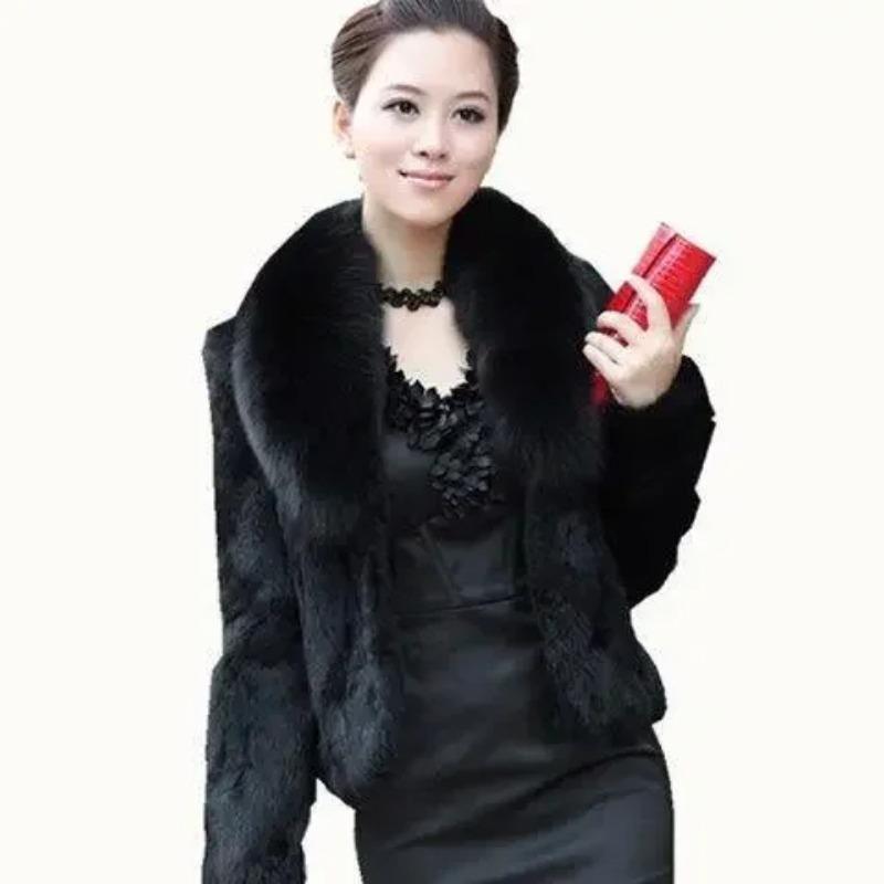 Neue Damen Winter Herbst Kurze Faux Fur Jacken Kunstkaninchen Kragen Lässige Mäntel E98