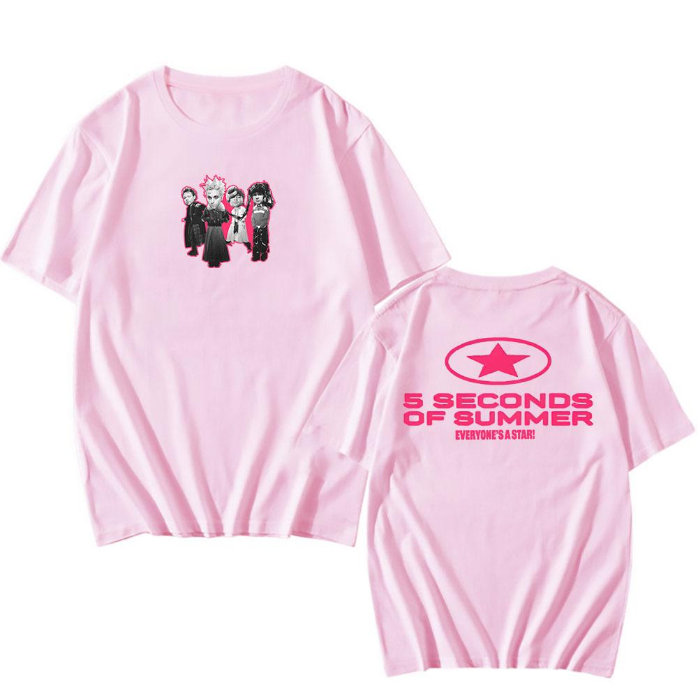 

5 SECONDS OF SUMMER Футболки гурту Кожен - Зірка Футболка з альбому З коротким рукавом Круглий виріз Бавовняні футболки Одяг з графічним принтом Топ M