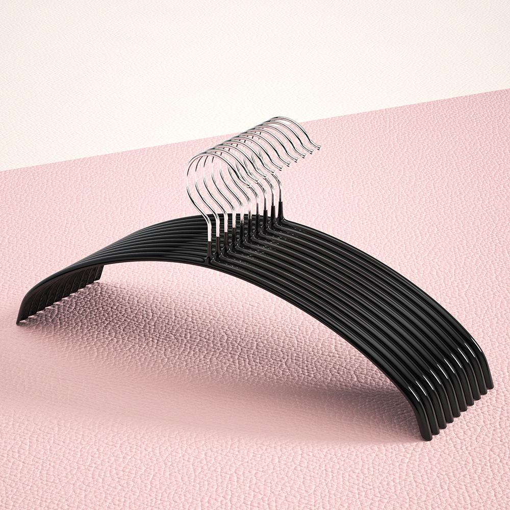 

10/20/30 шт. Бытовые вешалки для одежды с пластиковым покрытием, Нескользящие утолщенные изогнутые вешалки для взрослых, Органайзер для гардероба, Вешалки для развешивания 30PCS чёрный