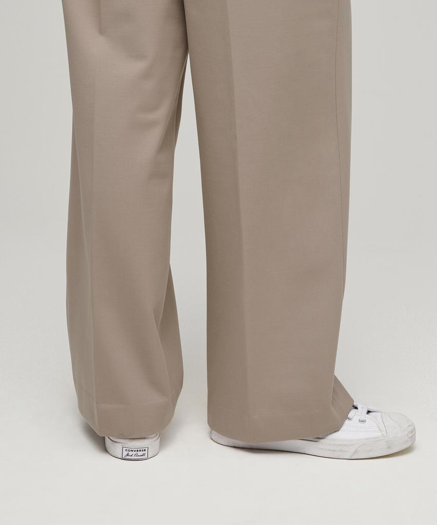 MUSINSA STANDARD WOMAN Women'S Heavyweight Fleece-Lined High-Waisted Wide Hidden Elastic Waist Slacks [Beige]