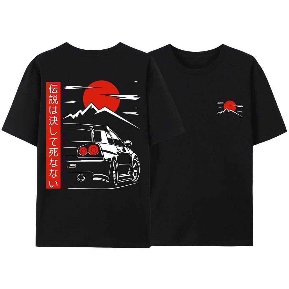 

Japanese Style Car Culture Patterns Racing Unisex Cotto TShirts Street Wear Original Design Oversized Couple Tops Tees S