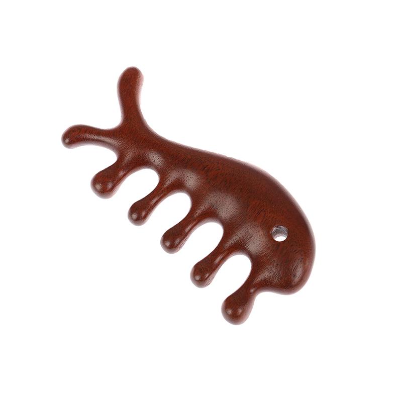 Body Meridian Massage Comb Sandalwood Five Wide Tooth Comb Anti-Static Hair Comb