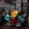 Door Wall Window Christmas Ornament Artificial Pinecone Candlestick Wreaths with Red Berries & Leaf Table Centerpiece