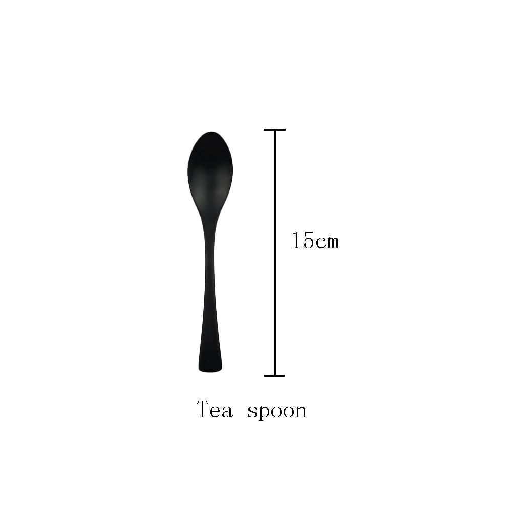 7Pcs Black Stainless Steel Flatware Dinnerware Set Matte Western Steak Knife Fork Dessert Spoon Set Kitchen Tableware Set