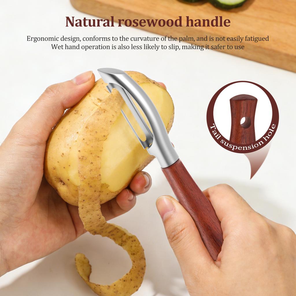 Stainless Steel Peeler Multi-functional Vegetable Peeler with Nonslip Wood Handle Potato Peelers Carrot Peeling Tool for Kitchen