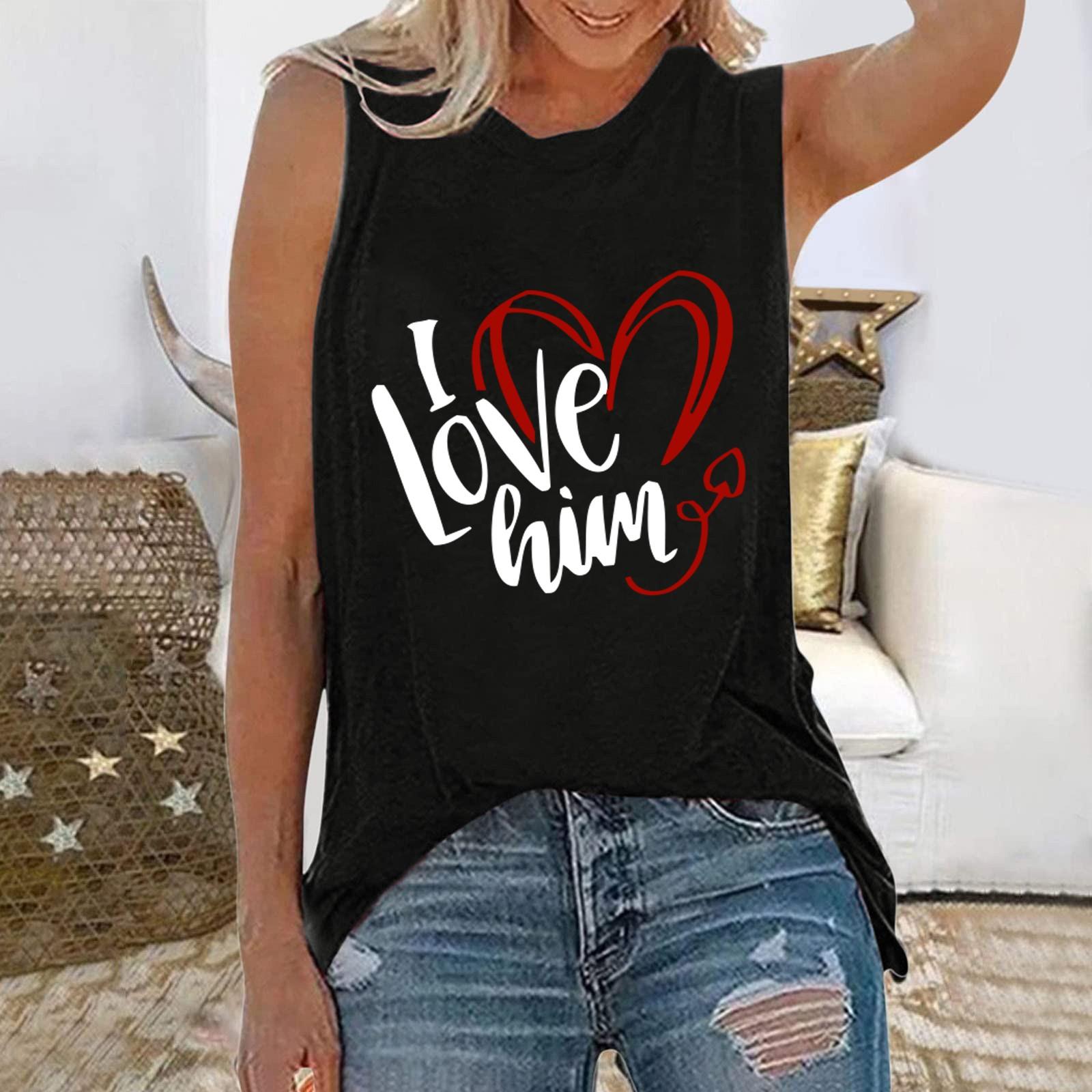 

Женская модная повседневная майка без рукавов с классическим принтом ко Дню святого Валентина, классическая футболка унисекс XL арбуз красный