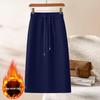 Plus Size High-Waisted Velvet Midi Skirt: Hip-Hugging, Loose Fit, with Slit for Women, Perfect for Autumn/Winter Casual Wear