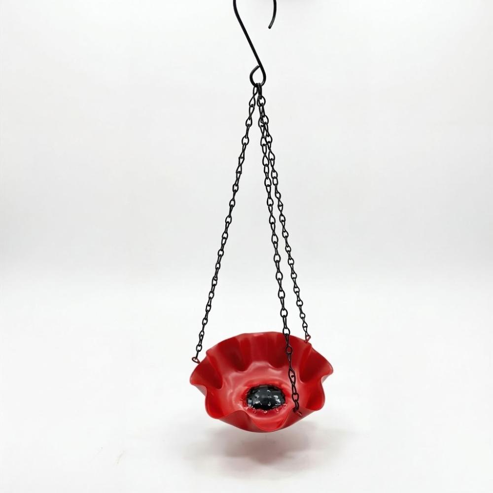 

Large Capacity Bird Water Feeder Flower Shaped Bird Feeding Tray Hanging Bird Bath Yard Decoration червоний