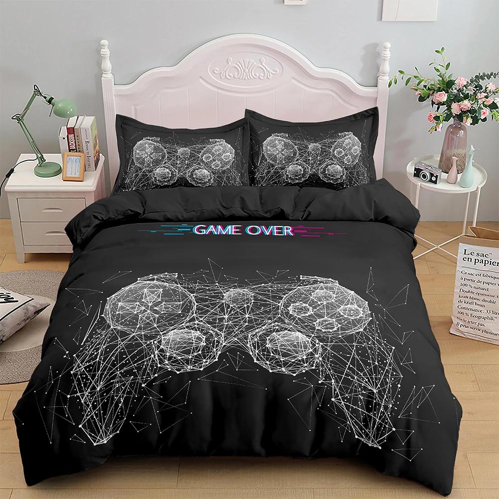 Games Comforter Cover Gamepad Bedding Set for Boys Kids Video Modern Gamer Console Quilt 2 or 3 Pcs Soft Twin Duvet Cover Set