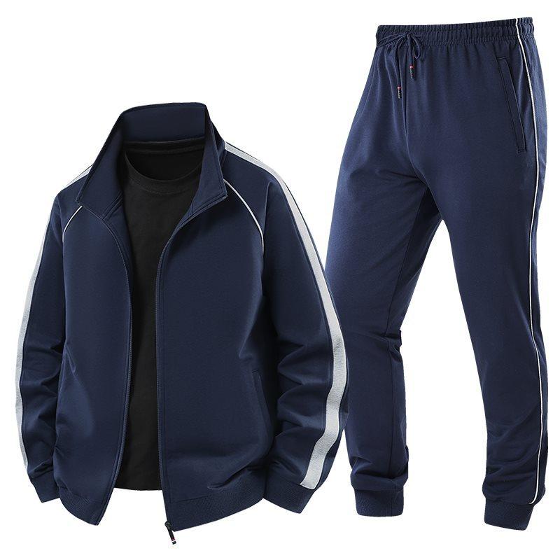 Tuta da Uomo in Cotone Primaverile Autunnale Felpa con Collo Alto Casual Elegante Giacca Cardigan e Pantaloni Set 2 Pezzi