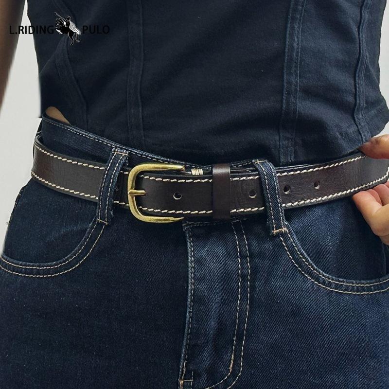 Retro Trend All-match Stitching Decorative Belt for Women Pure Cowhide Hot Jeans Belt