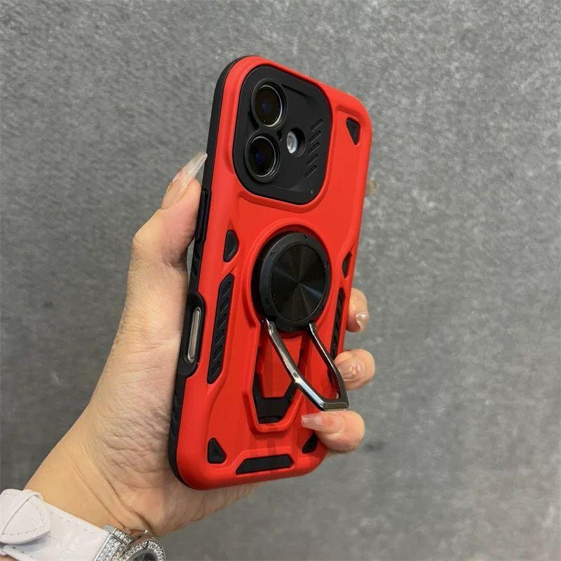 Pancerny futerał na telefon z pierścieniem i uchwytem dla Apple iPhone16promax - Odporna na upadki pogrubiona silikonowa osłona z uchwytem dla