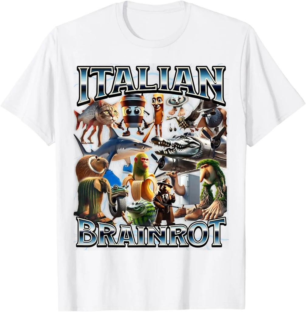 Bombardiro Crocodilo Italian Brainrot Meme T-Shirt Men's Women's Short Sleeve Cotton Tees Funny Graphic Y2k T-shirt Summer Tops