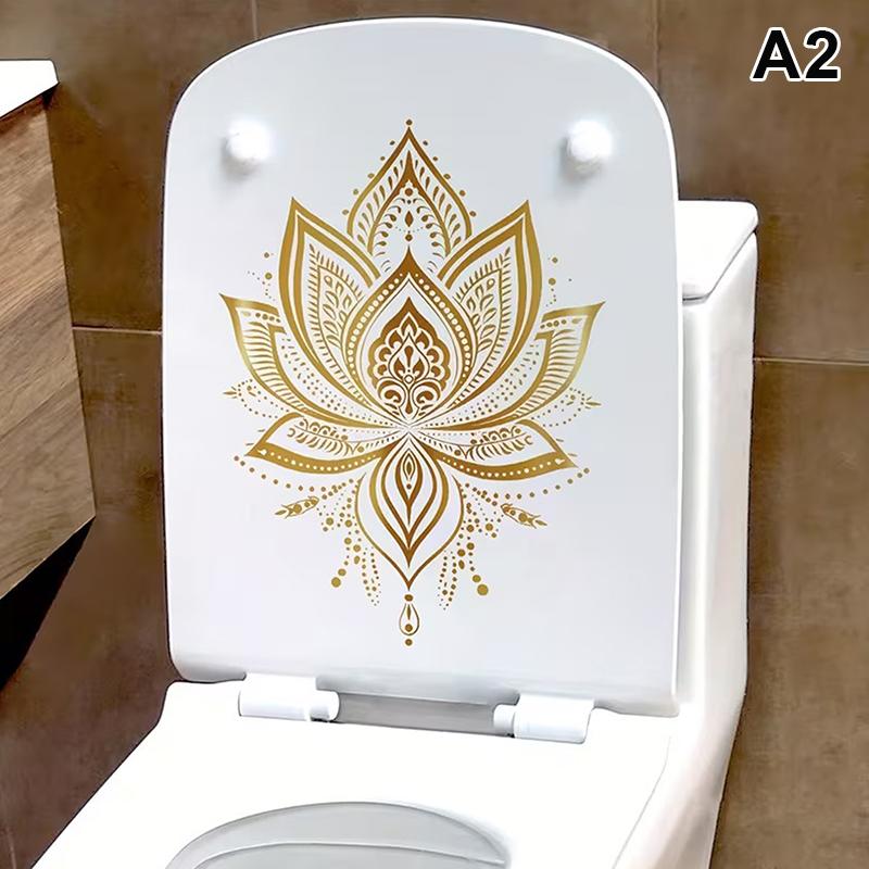 Goldener Lotus Toilettenaufkleber Zen-Stil Lotus Dekoration Selbstklebend Abnehmbar Ästhetischer Badezimmeraufkleber Wandaufkleber Heimdekoration
