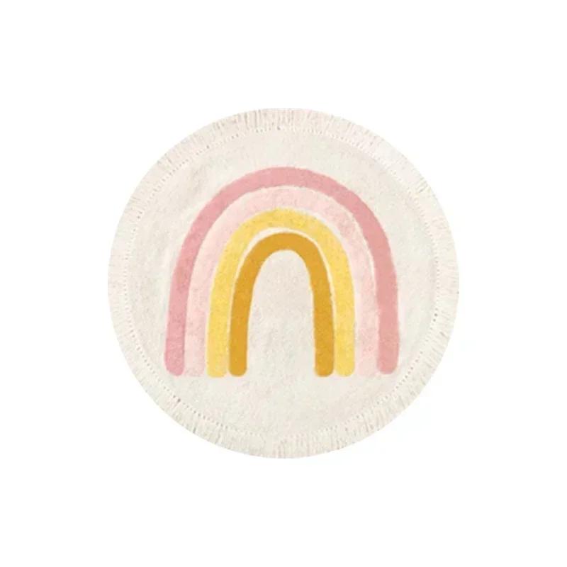 Round Carpet for Children's Room Mat Home Decor Bedroom Decoration Children Rug Kids Cute Cartoon Tassel Mats Machine Washable