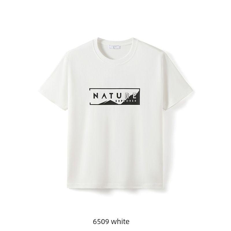 Heavyweight Pure Cotton 300g Trendy Brand Printed Cool-Touch Short-Sleeve T-Shirt for Men, Summer Base Shirt, Foreign Trade Men's Clothing
