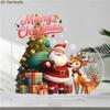 2D Flat Heart-Shaped Acrylic Christmas Desktop Decoration, Santa Claus & Reindeer Design, Snowy Tree & Presents, Suitable for wall decoration, porch,