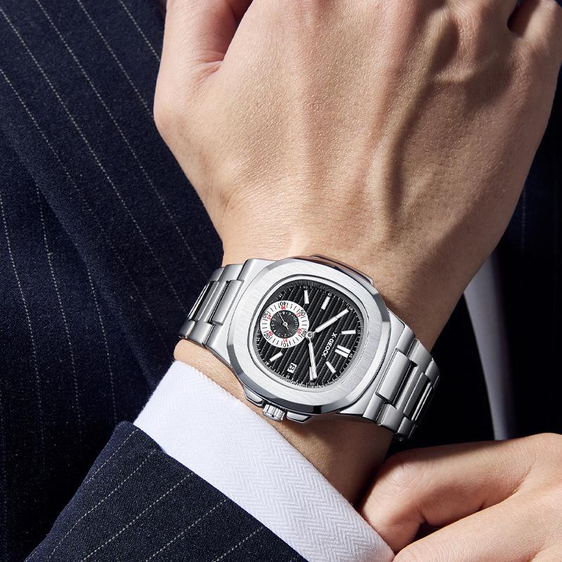 Retro Square Watch Men'S Business High-Value Men'S Sports Personality Steel Belt Luminous Trend Calendar Quartz Watch Wrist