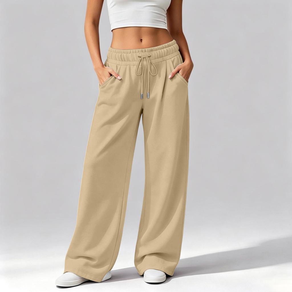 Women's Casual Loose Fit Wide Leg Pants with Pockets Comfortable Winter Long Trousers