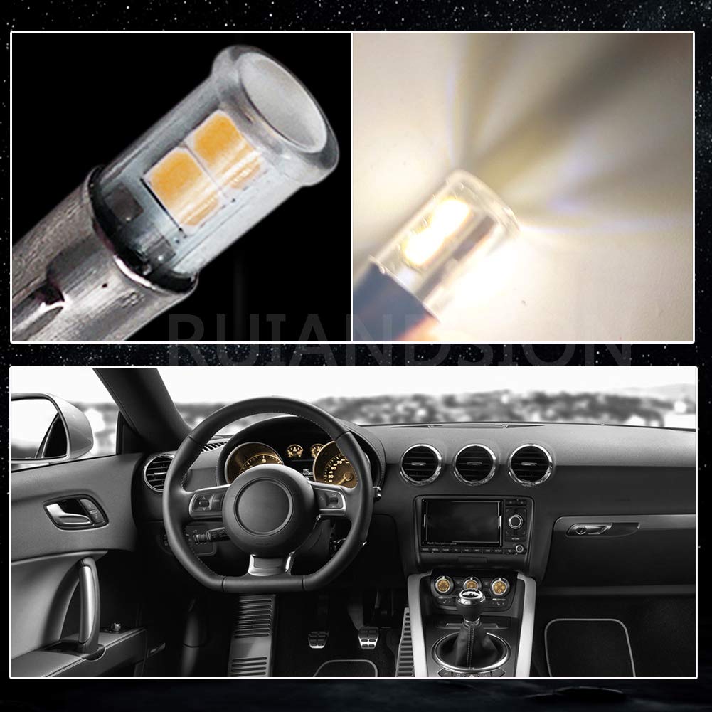 Ruiandsion 4pcs BA7S LED Bulbs DC 2835 4SMD Chipset LED Bulb Car Instrument Dashboard Warning Light Replacement, Warm White