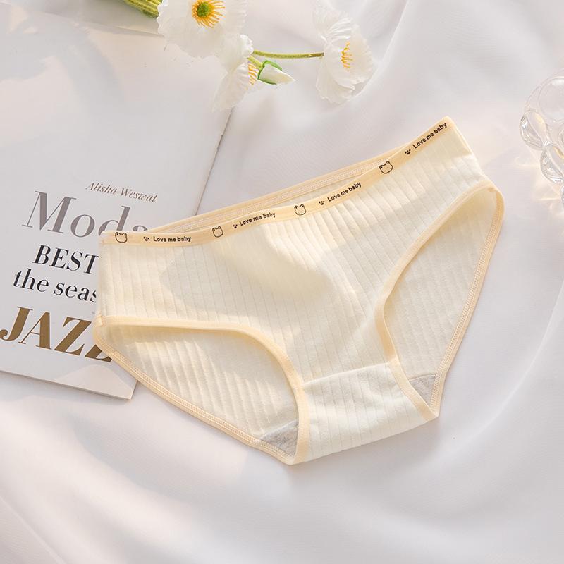 5PCS Women's Briefs Cotton Panty Cute Medium Waist Underwear  Underpant Cute Teenage Girls Triangle Pant