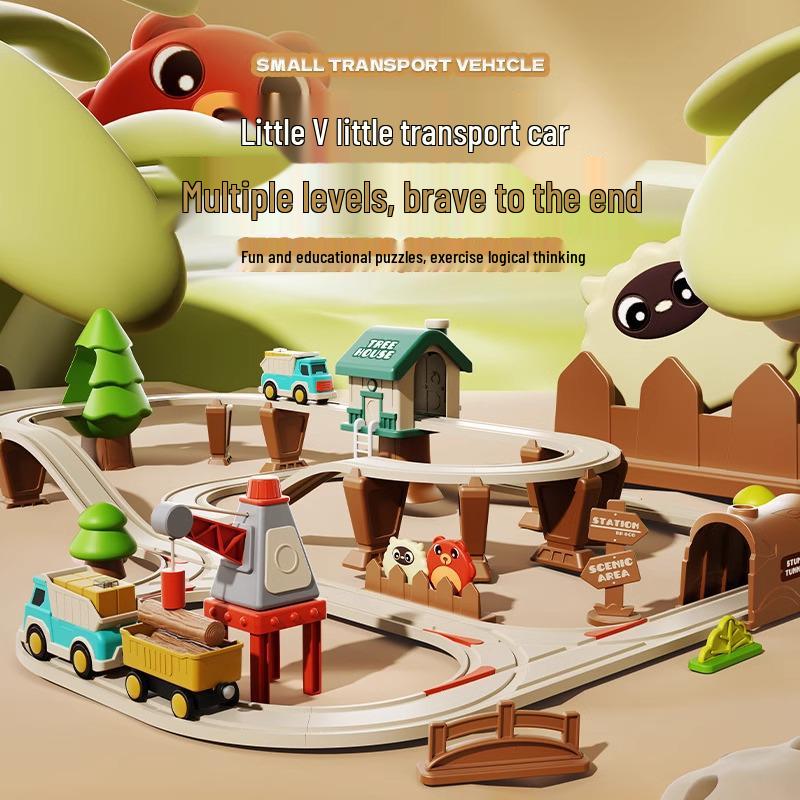 Forest Train Track Adventure Set: Educational Puzzle & Construction Vehicles for Ages 3-6