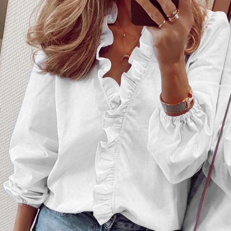 Dámská košile s dlouhým rukávem Jaro Léto Nová volánová halenka