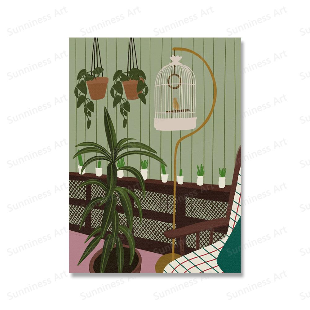 Japanese Lucky Cats Wall Art Botanical Flowers Vase Poster And Print Abstract Animal Pictures for Home Bedroom Living Room Decor