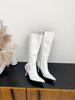 Pointed high-heeled boots but knee boots, thin boots, new belt buckle high boots