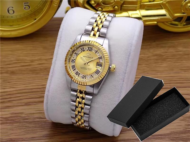 REGINALD Brand Date Waterproof Crystals Men Watch Steel Wrist Watch Business Lover's Dress Gift Watches Montre Homme Reloj