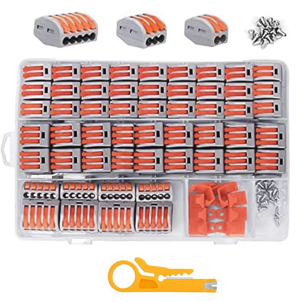 120pcs/set Compact Electrical Wire Connector Set Splicing Connector Assortment Multifunctional Wire Splice Connector Set