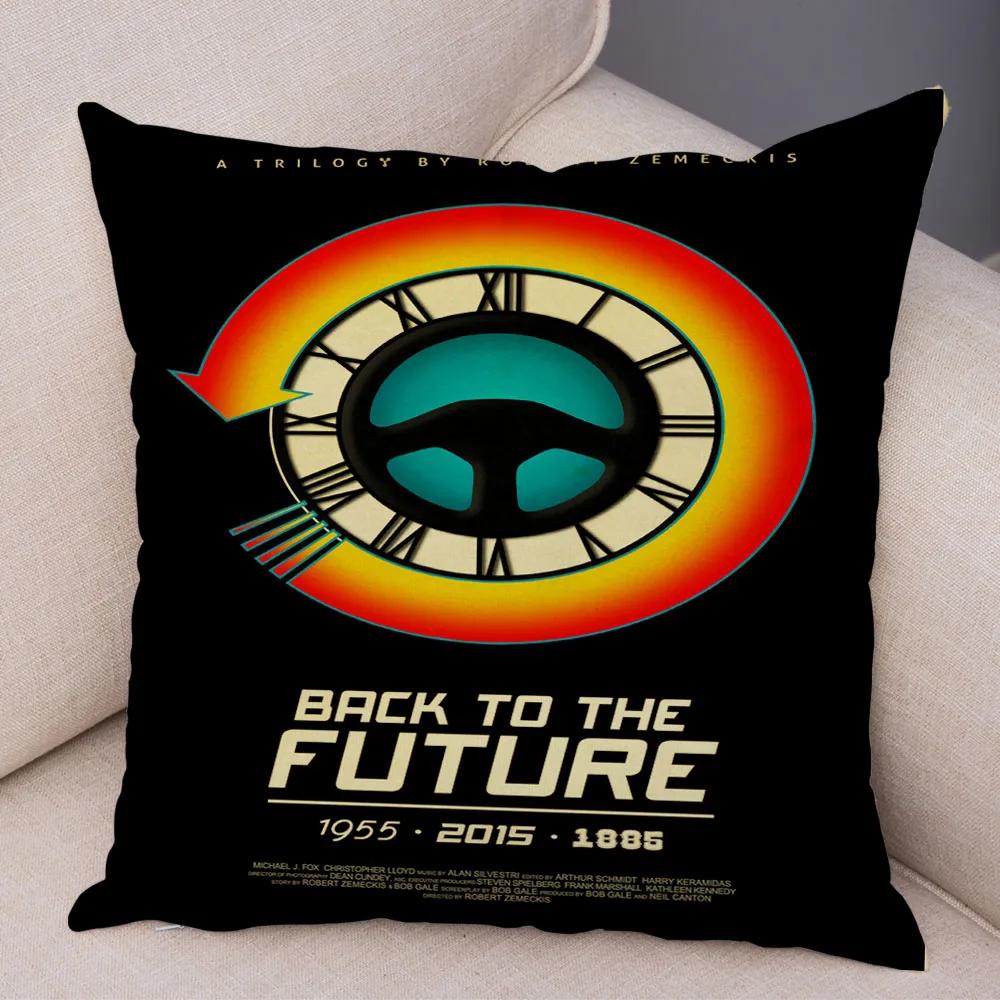Cartoon Klassiker Film Kissenbezug Deko Zurück in die Zukunft Kissenbezug Superweicher Plüsch Kissenbezug für Sofa Zuhause Auto 45x45cm