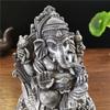 Estatua de Ganesha de 12 cm, Buda, elefante, dios, esculturas hechas a mano, resina marrón, decoración vintage para el hogar y el jardín, estatuas de Buda de meditación.