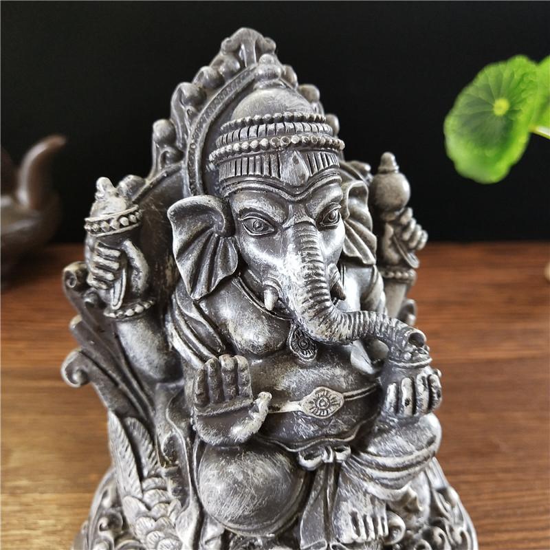Estatua de Ganesha de 12 cm, Buda, elefante, dios, esculturas hechas a mano, resina marrón, decoración vintage para el hogar y el jardín, estatuas de Buda de meditación.