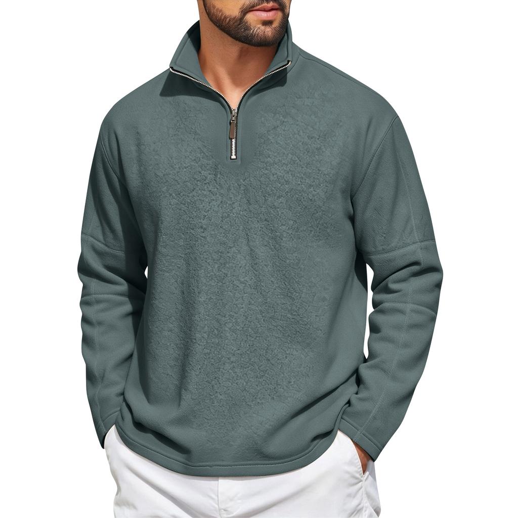 Men's Casual Loose Fit Fleece Pullover Quarter Zip Sweatshirt Lightweight Soft Fabric Comfortable Outdoor Wear