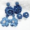 Pearl and Denim Flower Earrings for Women - Elegant and Versatile Studs