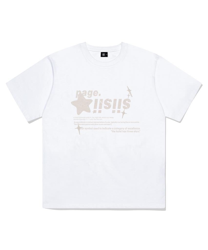 PAGESIISII Cream Chrome Sisi Stars Printed Short Sleeve T-Shirt White