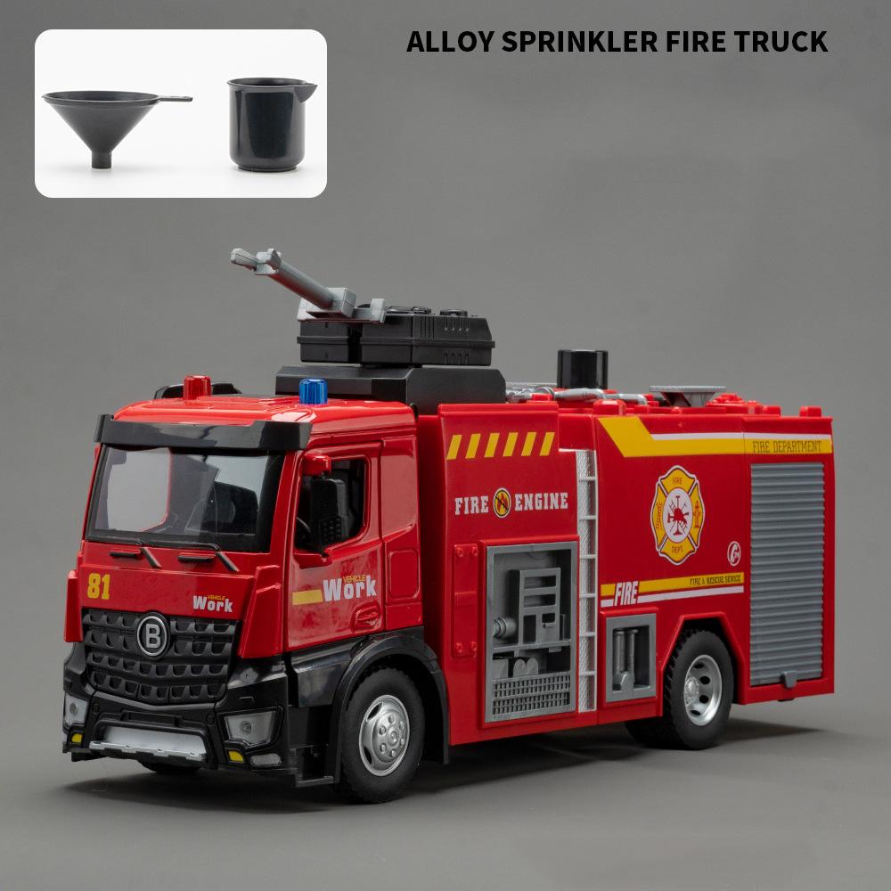 

1:18 Cloud Ladder Trucks Sprinkler Alloy Diecast Toy Car Models 4 Doors Opened Engineering Vehicles Fire Truck for Kids Gifts