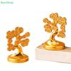 2Pcs Alloy Metal Gold-Plated Fortune Tree Small Ornament Mascot Desktop Decoration Crafts