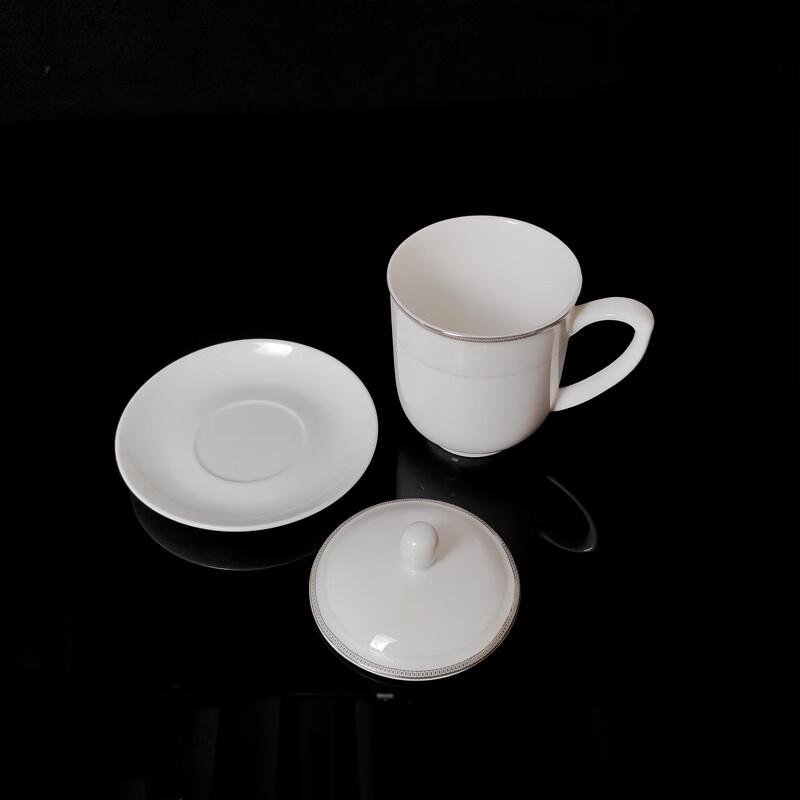 Zhongjingtang Bone China Lidded Tea Cup with Saucer