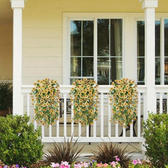 1/4 stk Hengende Kunstig Fiolett Blomst UV-bestandig Falsk Silke Blomst Bryllupsfest Innendørs Utendørs Hage Vegghengt Fusk Blomst Dekorasjon