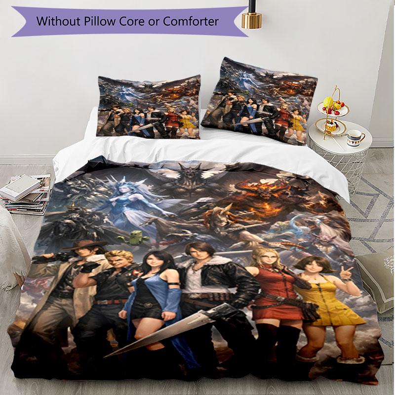 3pcs Duvet Cover Set (1*Duvet Cover + 2*Pillowcase, Without Core), Final Fantasy Print Soft All‑Season Bedding Set, Home Bedroom Decor Gift
