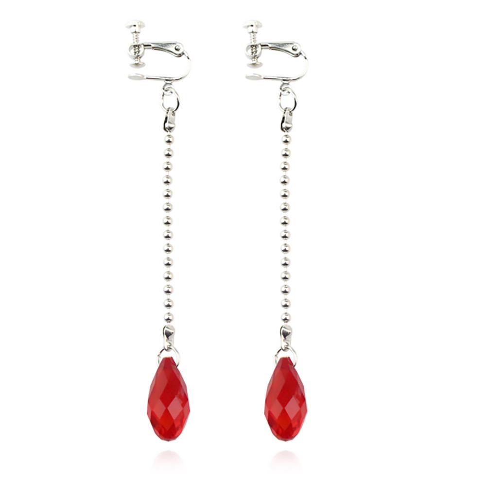 Anime Hunter X Hunter Clip-Ohrringe für Frauen Männer Red Water Drop Ketten Stud Kurapika Kurta Cosplay Ohrringe Schmuck Geschenk