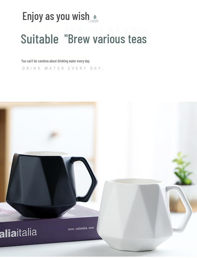 Geometric Diamond Rhombus Ceramic Couple Mug