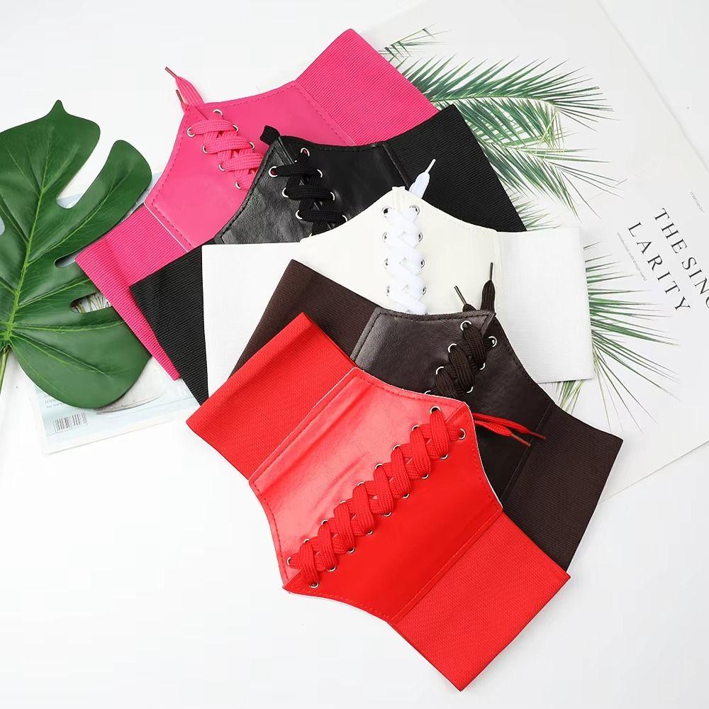 New Punk Slimming Body Belts PU Leather External Wear Wide Belt High Elasticity Skirt Belt