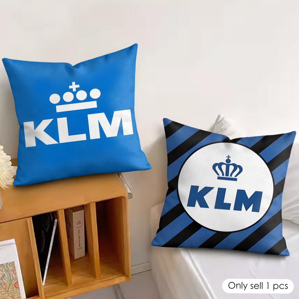 Netherlands Kklm Rroyal Dutch Airlines Cushion Cover Plush Pillow Case With Hidden Zipper Cutecore Room Decor For Home