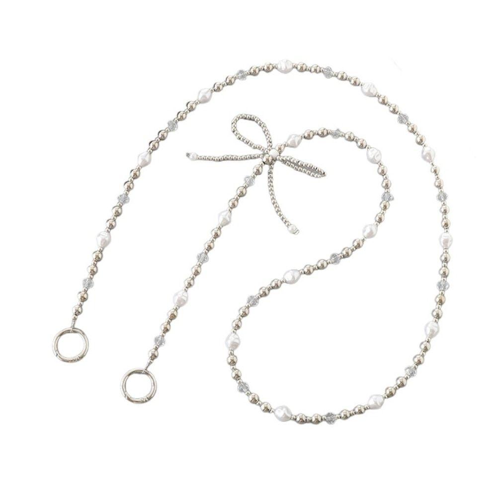 Beaded Bag Crossbody Lanyard Long Chain Pearl Bow Phone Lanyard DIY Mobile Phone Chain  Bag Straps