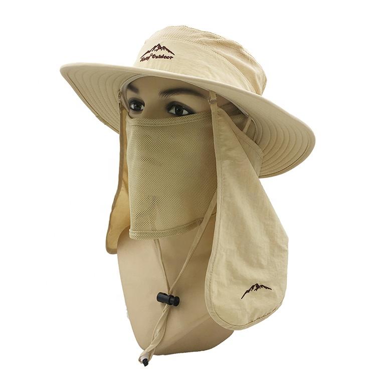 RTSFast Drying Foldable Portable Polyester Fishing Hat Cap Outdoor Sunproof Pure Color Fisherman Hat Bucket Hat with Neck Shade