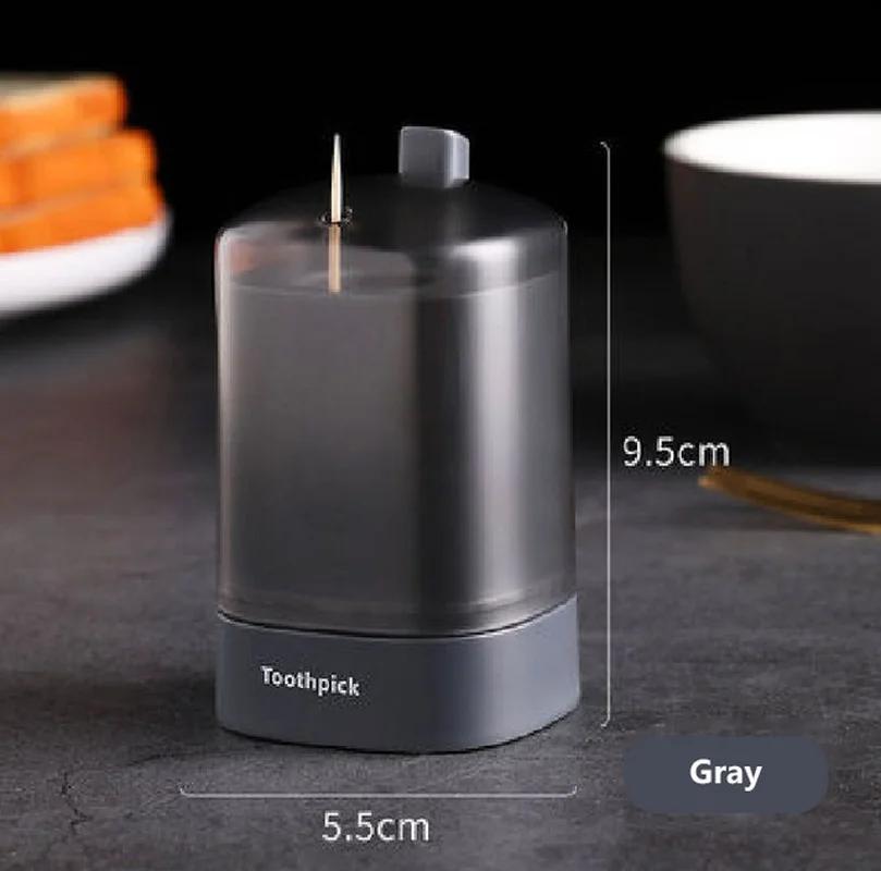 1 Pcs Household Toothpick Box Automatic Press Type Toothpick Cylinder Hotel Toothpick Storage Box Plastic Toothpick Can