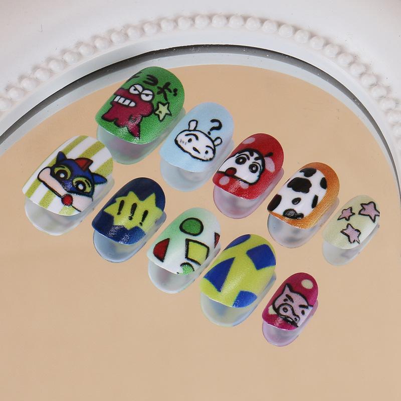 

Japanese Cute Cartoon Children s Wearable Nail Art: 24 Removable False Nail Patches for Girls Glue Style